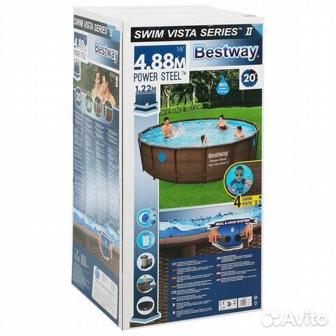 Каркасный бассейн коричневый дерево 488*122