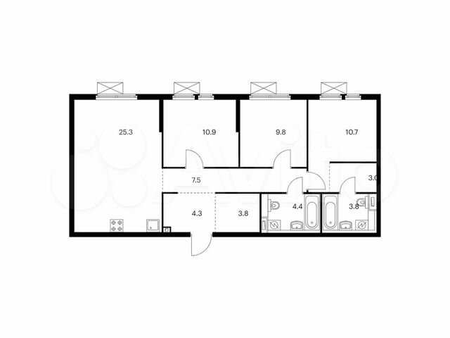 3-к. квартира, 83,5 м², 10/15 эт.