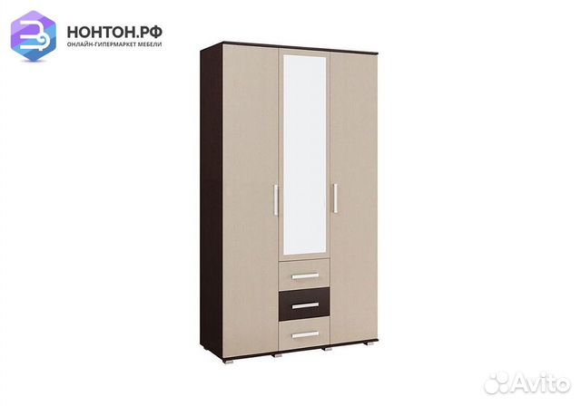 Шкаф Белла 3-х створчатый дуб беленый / венге