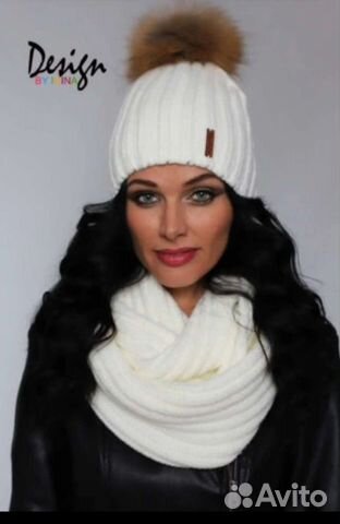 Новый комплект шапка и снуд зимний