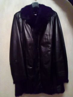 Пальто мужское кожанное на натуральном меху
