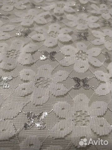 Ткань (гипюр белый, с люрексом)