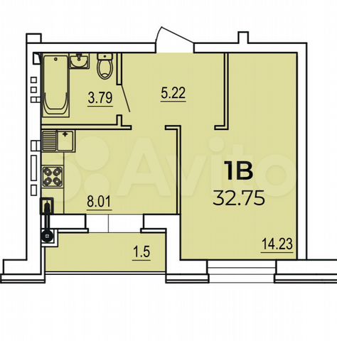 1-к. квартира, 32,8 м², 4/5 эт.