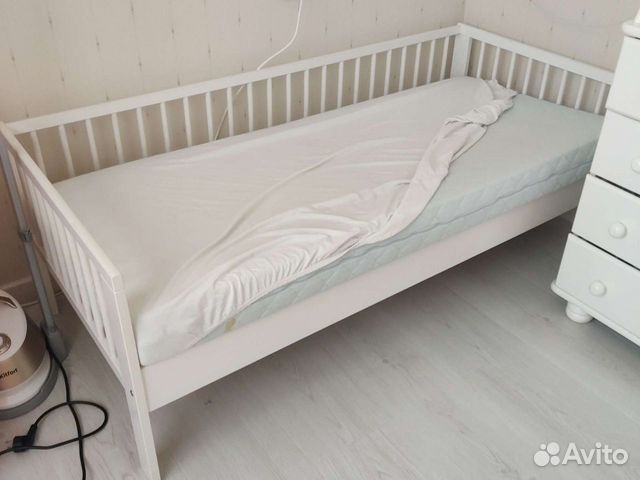 Детская деревянная белая кровать 70 х 160