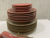 Набор столовой посуды розовый тарелки сервиз 19 пр