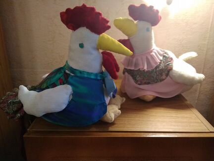 Композиция Курица и Петух, мягкая игрушка