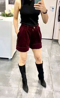 Шорты вельветовые, цвет баклажан, фиолетовый череш