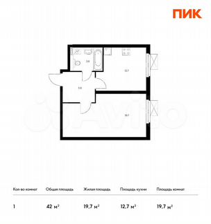 1-к квартира, 42 м², 15/33 эт.