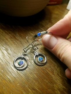 Комплект серебро, опал