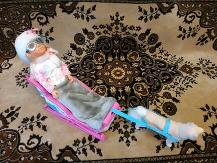 Нэнси в наборе с зимними животными и санями