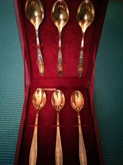 Ложки чайные мельхиор с позолотой Кольчугино