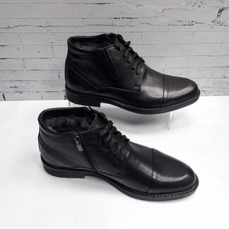 Кожаные мужские ботинки натуральный мех (40-45)