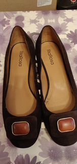 Туфли женские т-коричневые нат. кожа (велюр) р.36