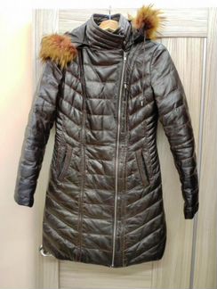 Кожаный пуховик