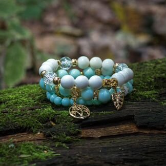 Сет браслетов из натуральных камней с бусиной дзи