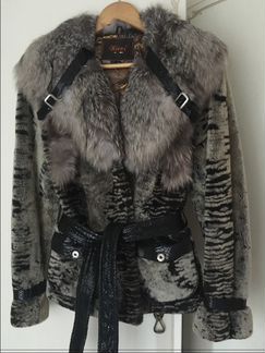 Полушубок мутон с воротником песца