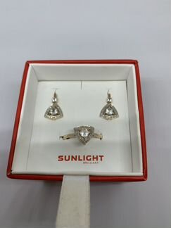 Комлект кольцо серьги топаз бриллианты