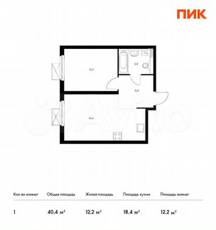 1-к квартира, 40.4 м², 22/33 эт.