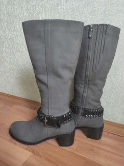 Сапоги зимние кожаные (замша), размер 38-38,5