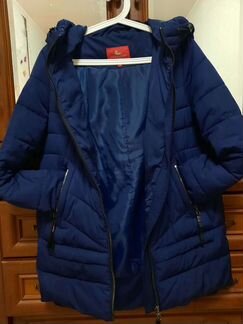 Женский зимний пуховик (пальто), синий