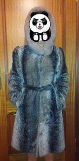 Шуба из мутона с отделкой из норки