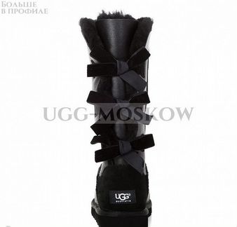 Угги Ugg Bailey Bow Tall Metallic Black Ар-N723
