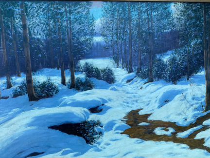 Картина холст масло, зимний пейзаж. Viktor Olgyai