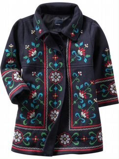Gap шикарное шерстяное пальто с вышивкой