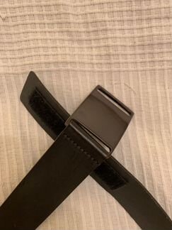Кожаный ремень, черный, на липучке