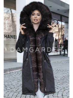 Парка с натуральным мехом песца зимняя утеплённая