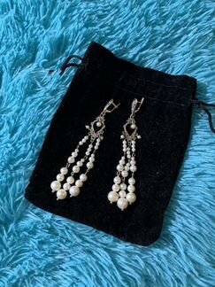 Продам шикарные серьги натуральный жемчуг балийско