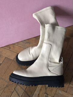 Сапоги zara 39 кожа ankle boots