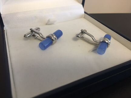 Запонки класса люкс с натуральным голубым камнем