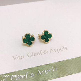 Серьги золото 750 пробы и малахит Van Cleef
