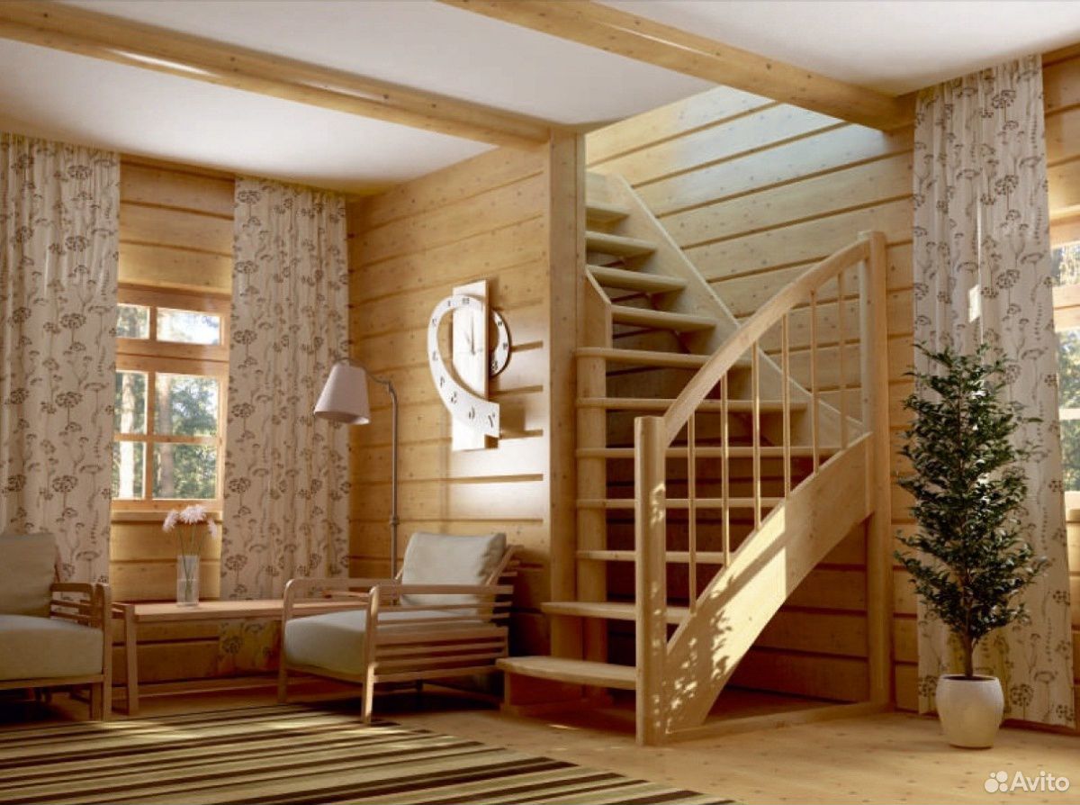 лестница в интерьере деревянного дома