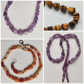 Бусы: сердолик,аметист, тигровый глаз