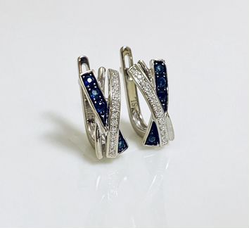 Серьги из белого золота с сапфирами и бриллиантами