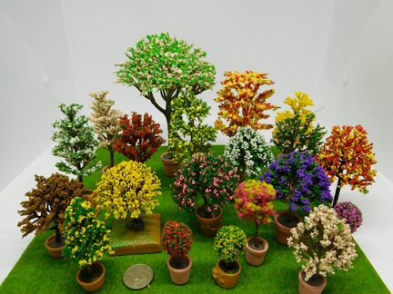 Деревья и цветы для кукольного дома и макета