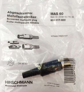 MAS 60, Штекер кабеля черный 6P, Hirschmann