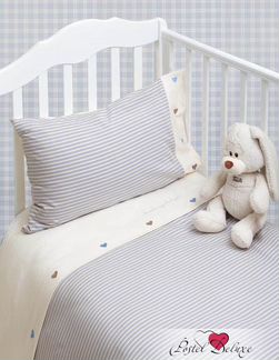 Постельное белье Сердечки Цвет: Голубой-Экрю (100х140 см)