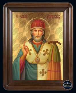 Рукописная икона в киоте. Герман Казанский