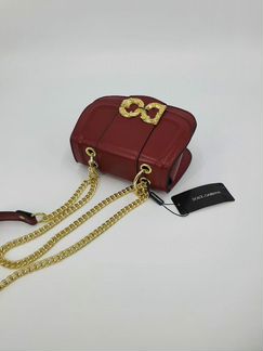 Женская сумка Dolce Gabbana кожа на цепочке бордо