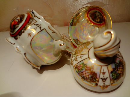 Сахарница и чашечка перламутр СССР
