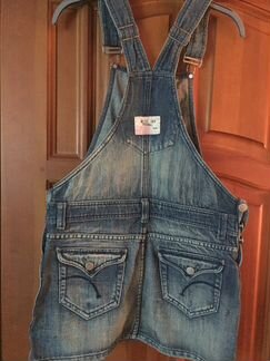 Джинсовая юбка-комбинезон размер S