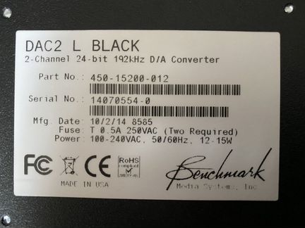 Benchmark Audio DAC2 L Black цап