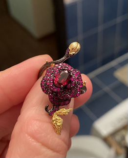 Серьги и кольцо розы. Серебро с покрытием