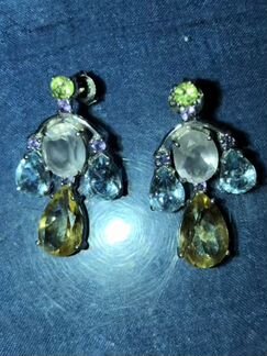 Серьги натуральные камни (серебро)