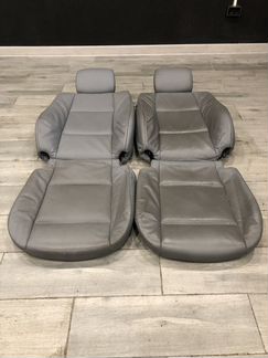 Обивка передних сидений BMW E46 купе серая кожа