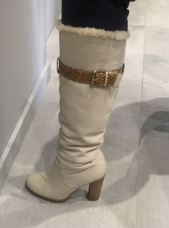 Сапоги из Натуральной белой кожи