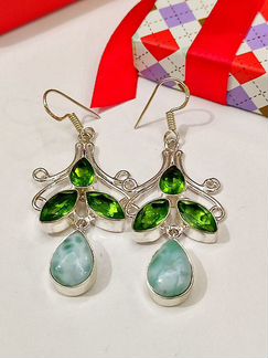 Серьги с ларимарами в серебре